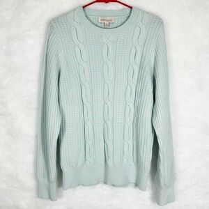 Philosophy Mint Cable Knit Crew Neck Sweater